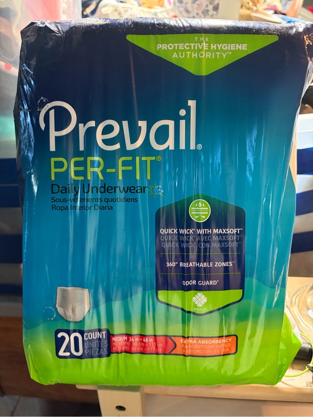 Prevail PER-FIT Daily Underwear - Blue and Green